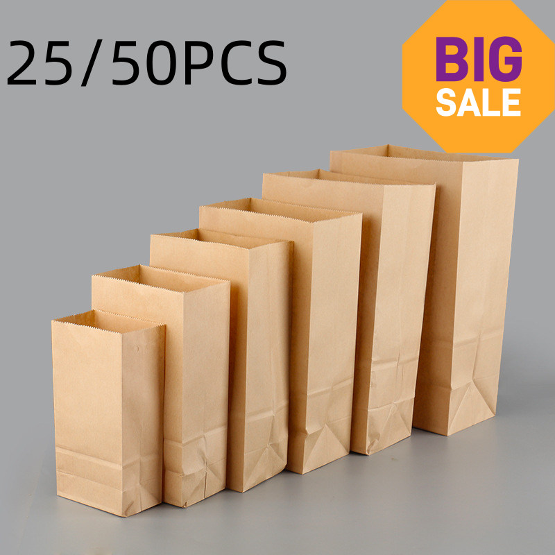 Zebra Food Storage - 25/50pcs Sacos de Papel Kraft Marrom