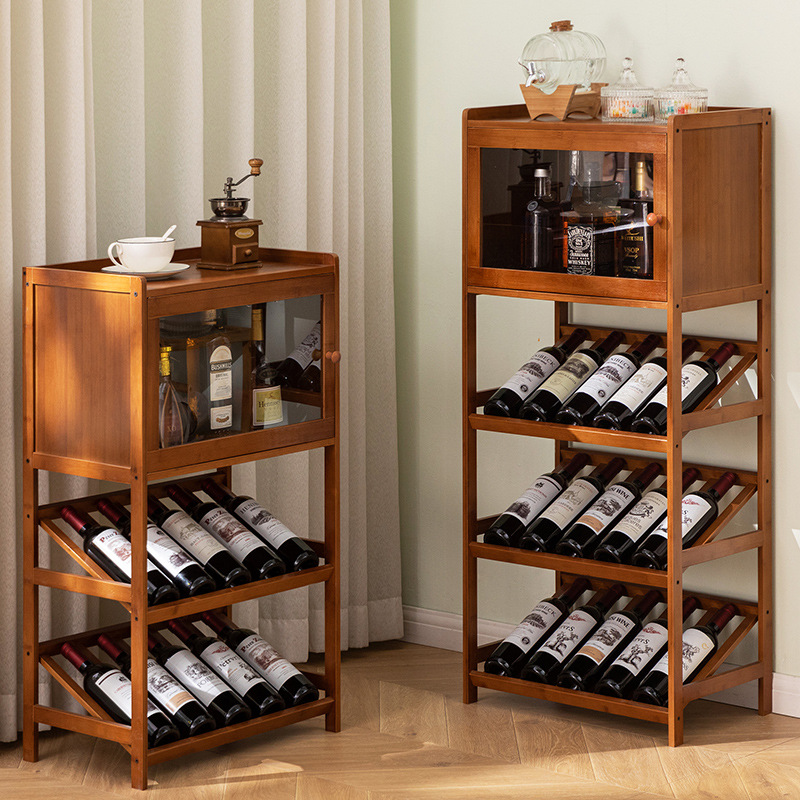 Food Storage Shelving - Rack de vinho de bambu sólido,