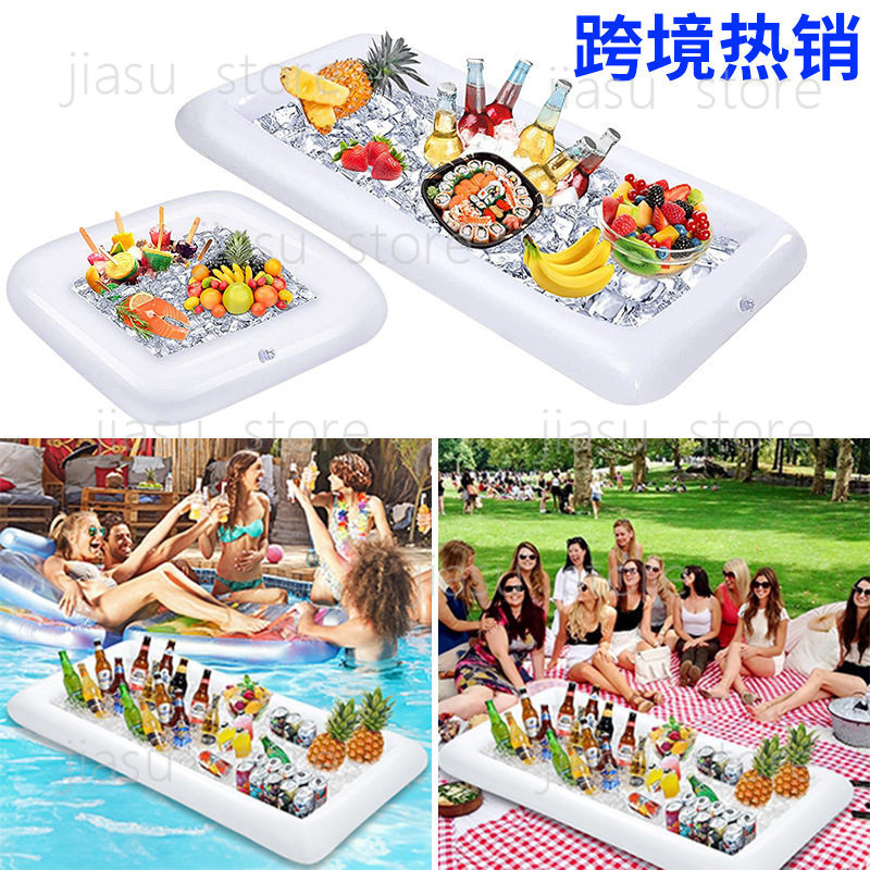 Storage Food Tray - Bandeja flutuante inflável multifuncional para bebidas,