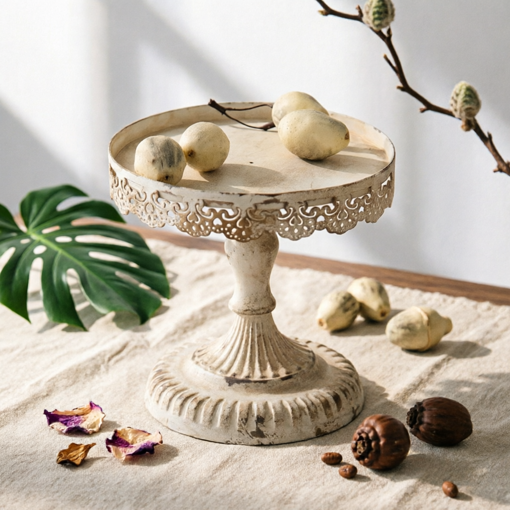 Storage Food Tray - Bandeja Decorativa com Pedestal Vintage com