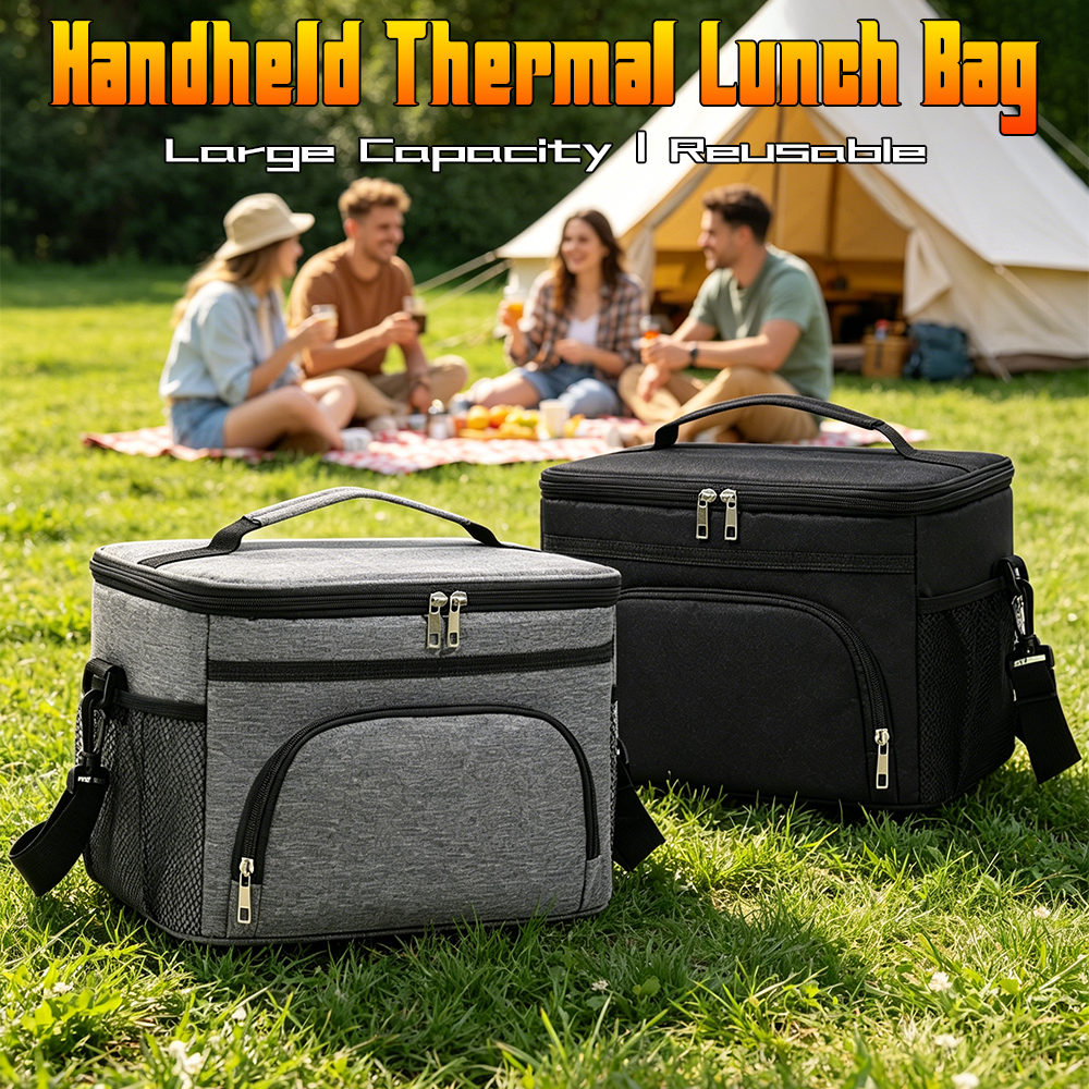 Food Storage Bags Reusable - Lancheira térmica portátil, portátil, isolada, grande