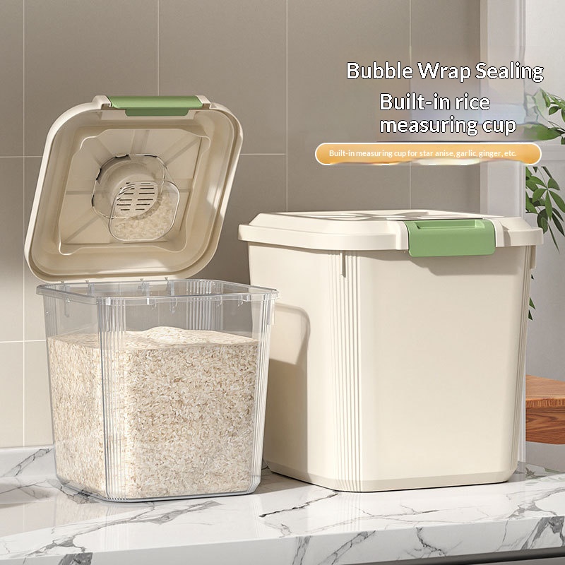 Food Storage On Wheels - Dispensador de Arroz Transparente de Grau