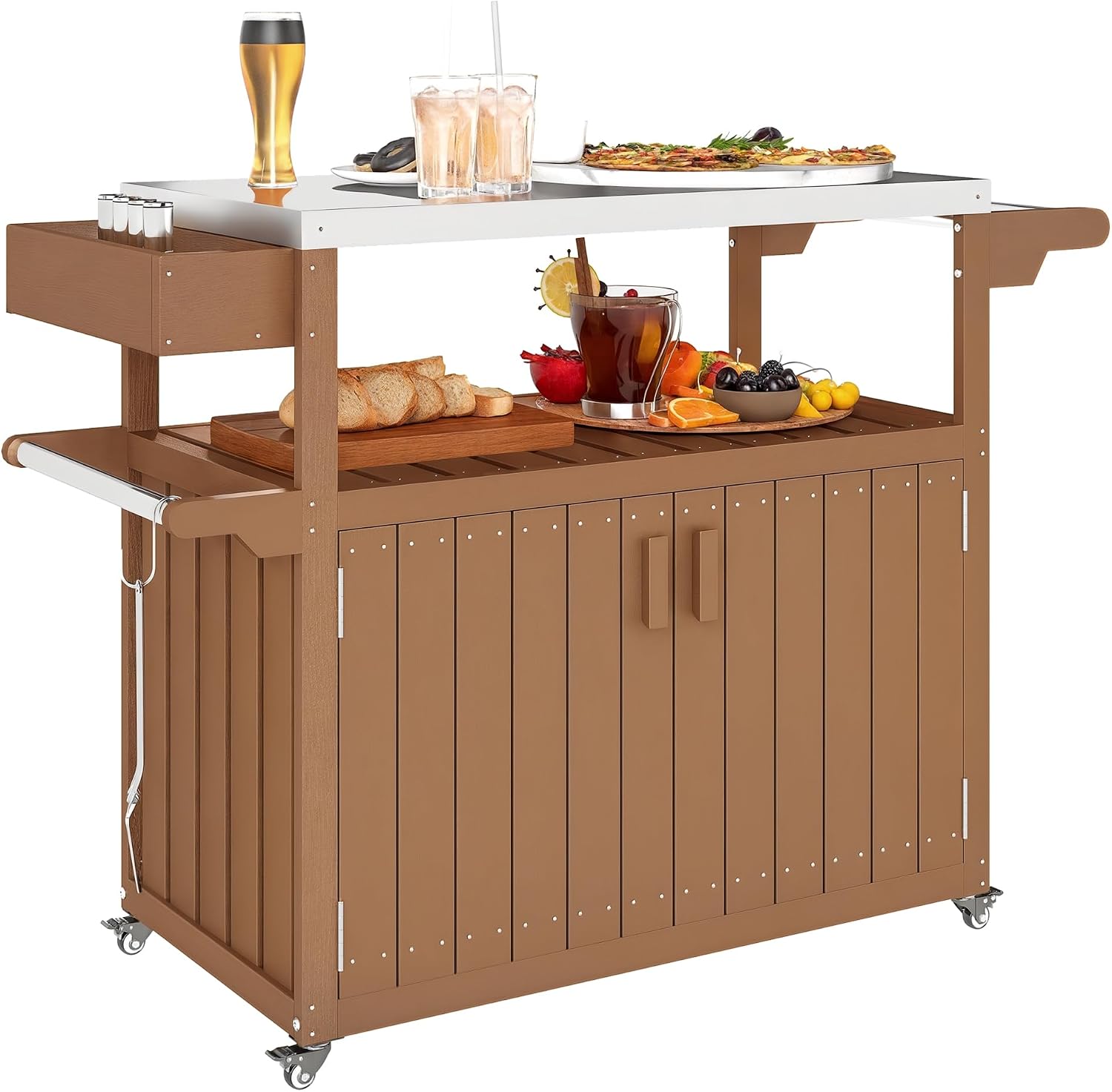 Food Storage On Wheels - Carrinho de Bar Externo com Armário