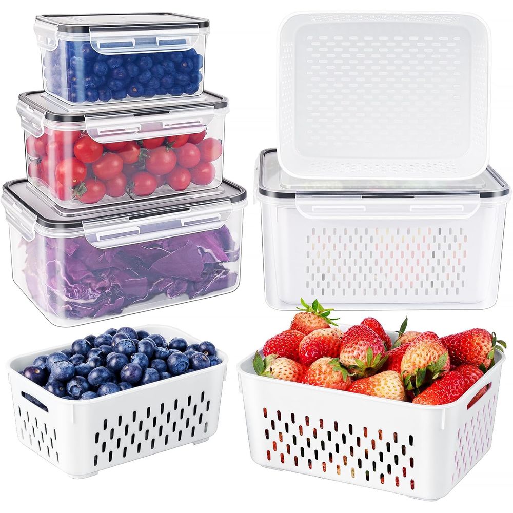 Food Storage Refrigerator - Recipientes de Armazenamento com Cores Removíveis,