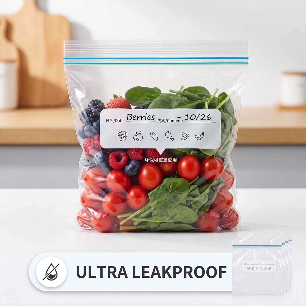 Food Storage Zip Lock Bags - Sacos de Armazenamento de Alimentos com