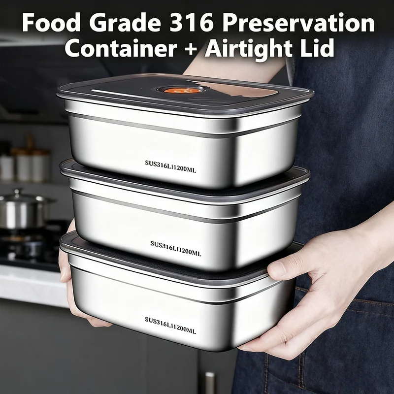 Food Storage Safety - Caixa Bento de Aço Inoxidável de