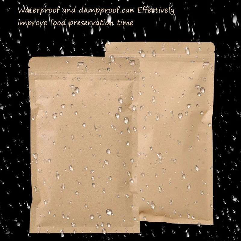Food Storage Zipper - 100PCS Bolsa de Papel Kraft Marrom