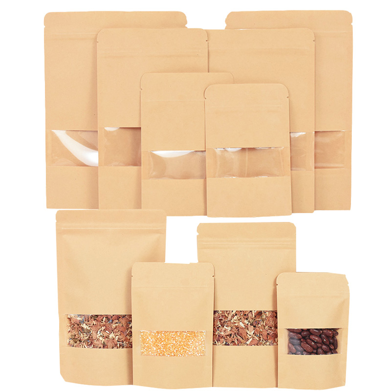 Food Storage Zipper - 20/50 pçs sacos de papel kraft