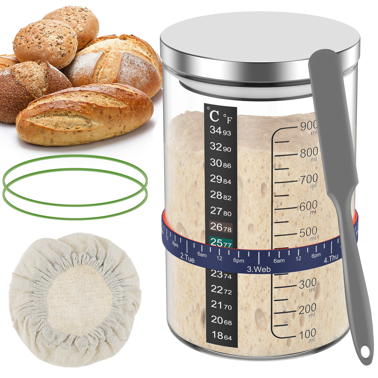 Food Storage Glass Containers - Kit de frasco inicial de massa