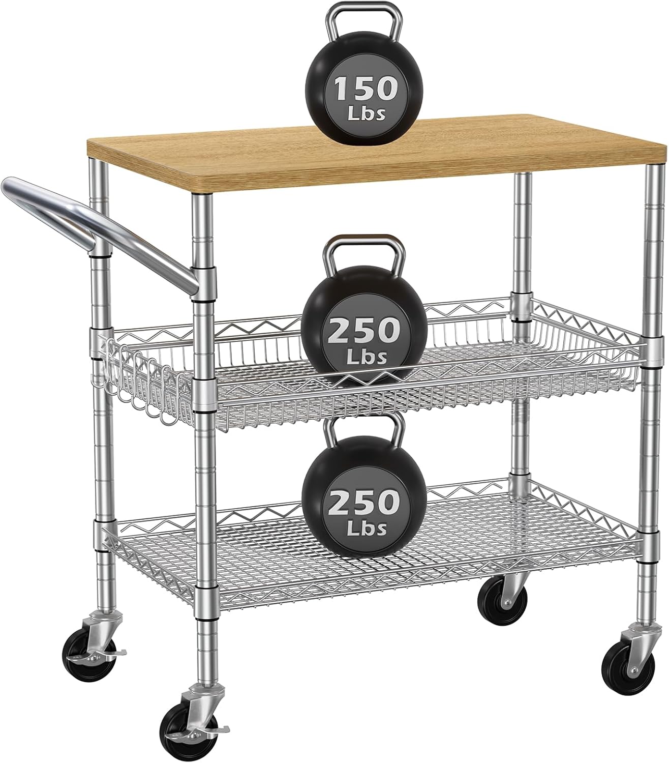 Food Storage On Wheels - Carrinho de Cozinha de Três Níveis