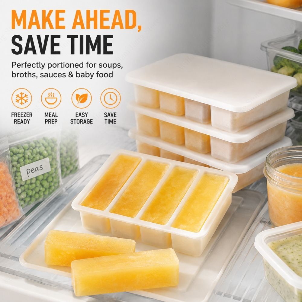 Storage Food Tray - Bandeja de Silicone Durável para Congelamento