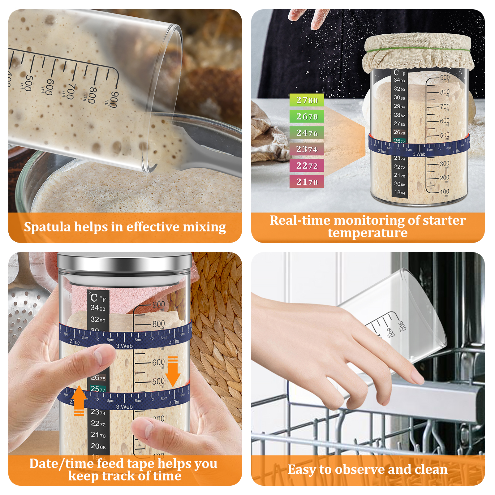 Jarra inicial de massa ferment - Food Storage Glass Containers avaliação e preço
