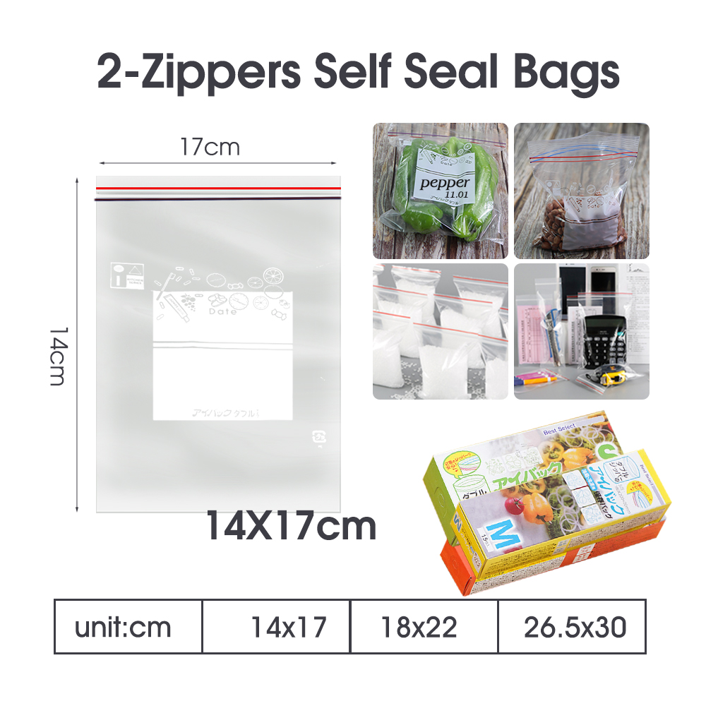 Resealable Dual Zip Lock Bags, - Food Storage Zip Lock Bags avaliação e preço