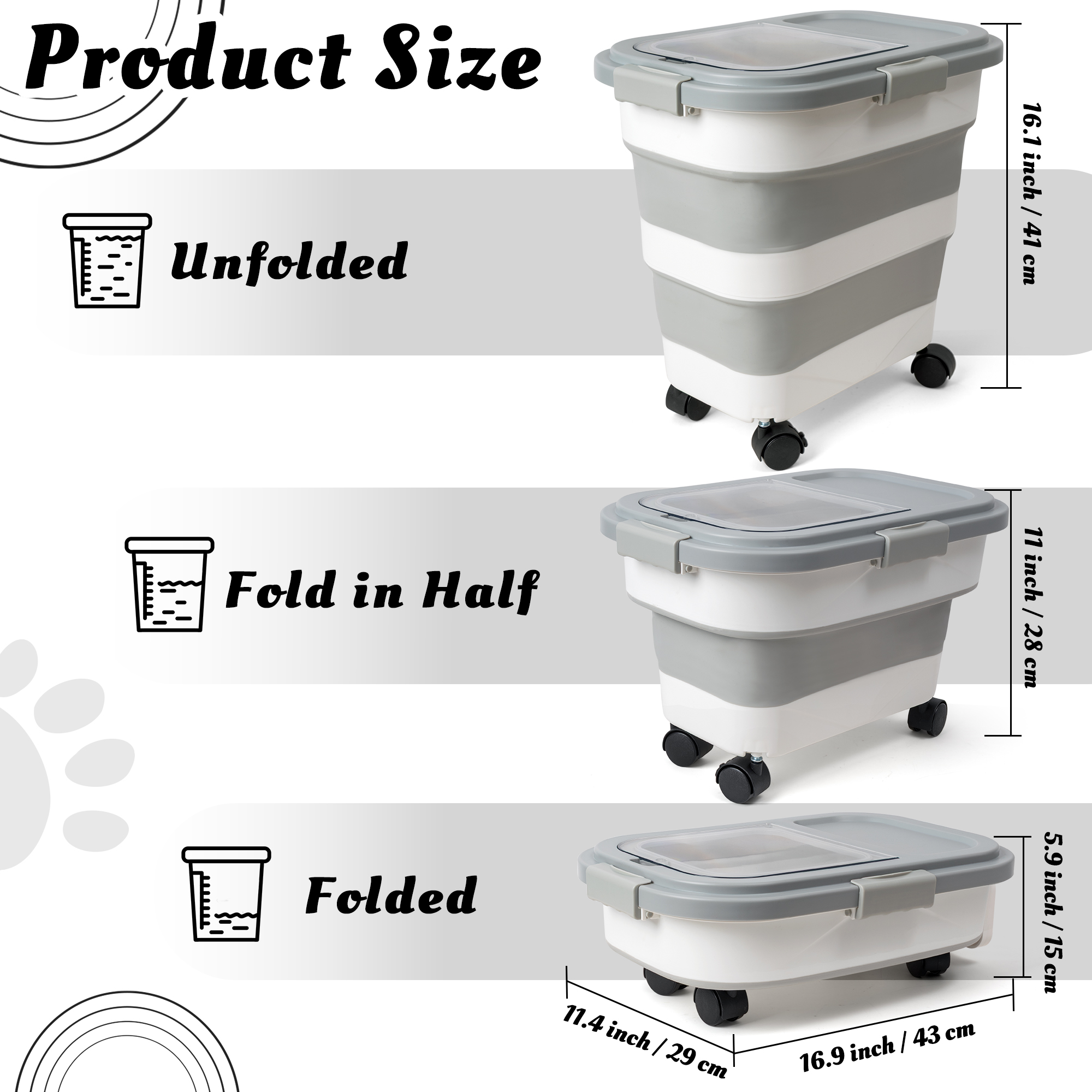 1 Unidade: Recipiente Dobrável - Food Storage On Wheels avaliação e preço