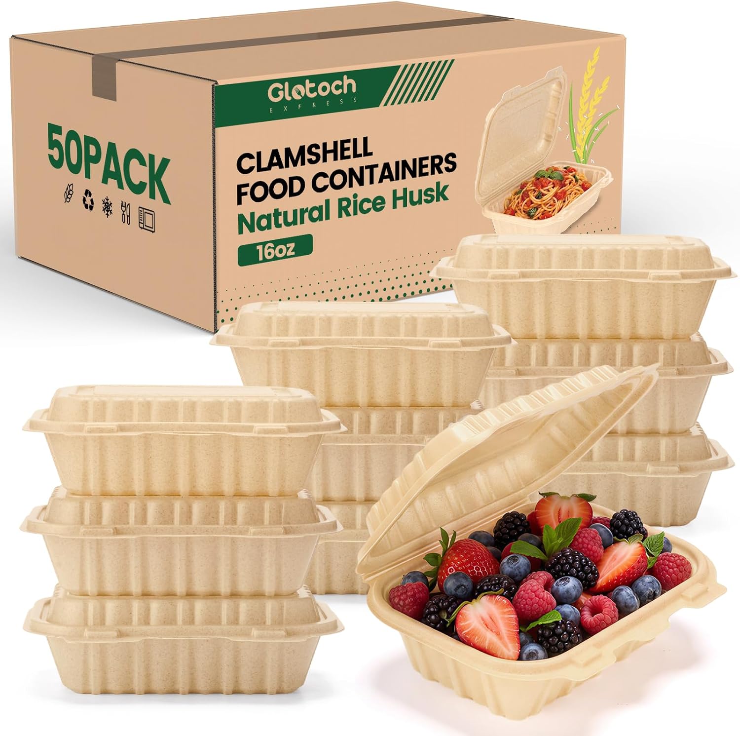 Pacote com 50 Recipientes Clam - Food Storage Safety avaliação e preço