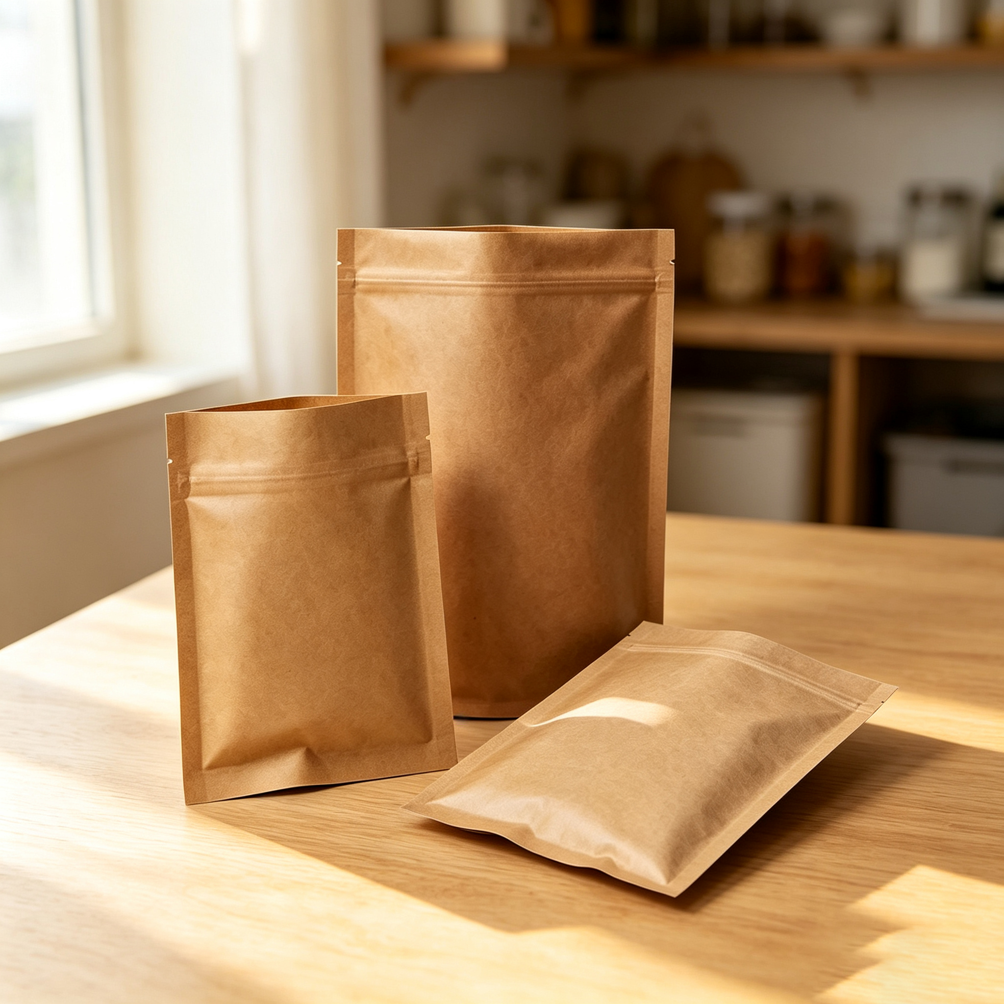 100PCS Bolsa de Papel Kraft Ma - Food Storage Zipper avaliação e preço