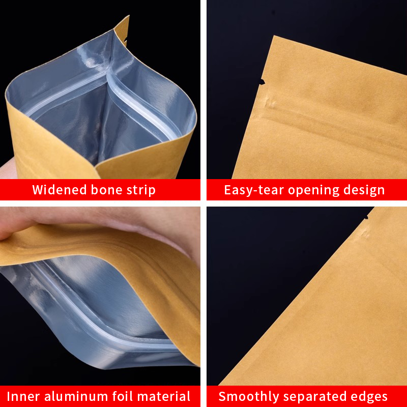 100PCS Bolsa de Papel Kraft Ma - Food Storage Zipper avaliação e preço