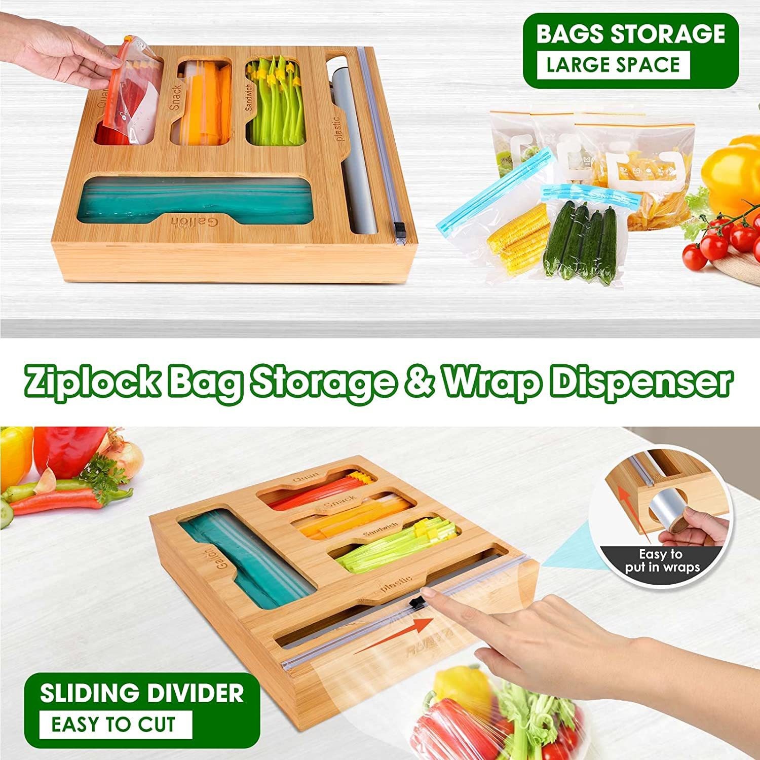 Bambu Ziplock Food Bag Holder, - Food Storage Zip Lock Bags avaliação e preço
