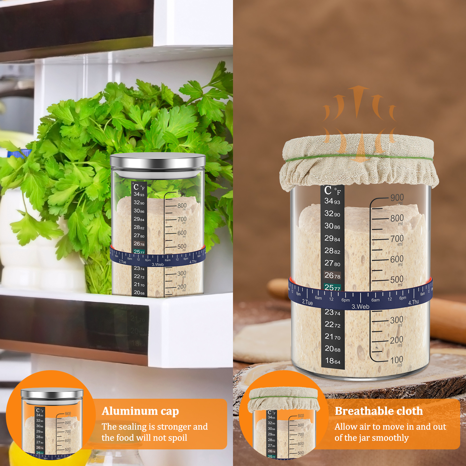 Kit de frasco inicial de massa - Food Storage Glass Containers avaliação e preço