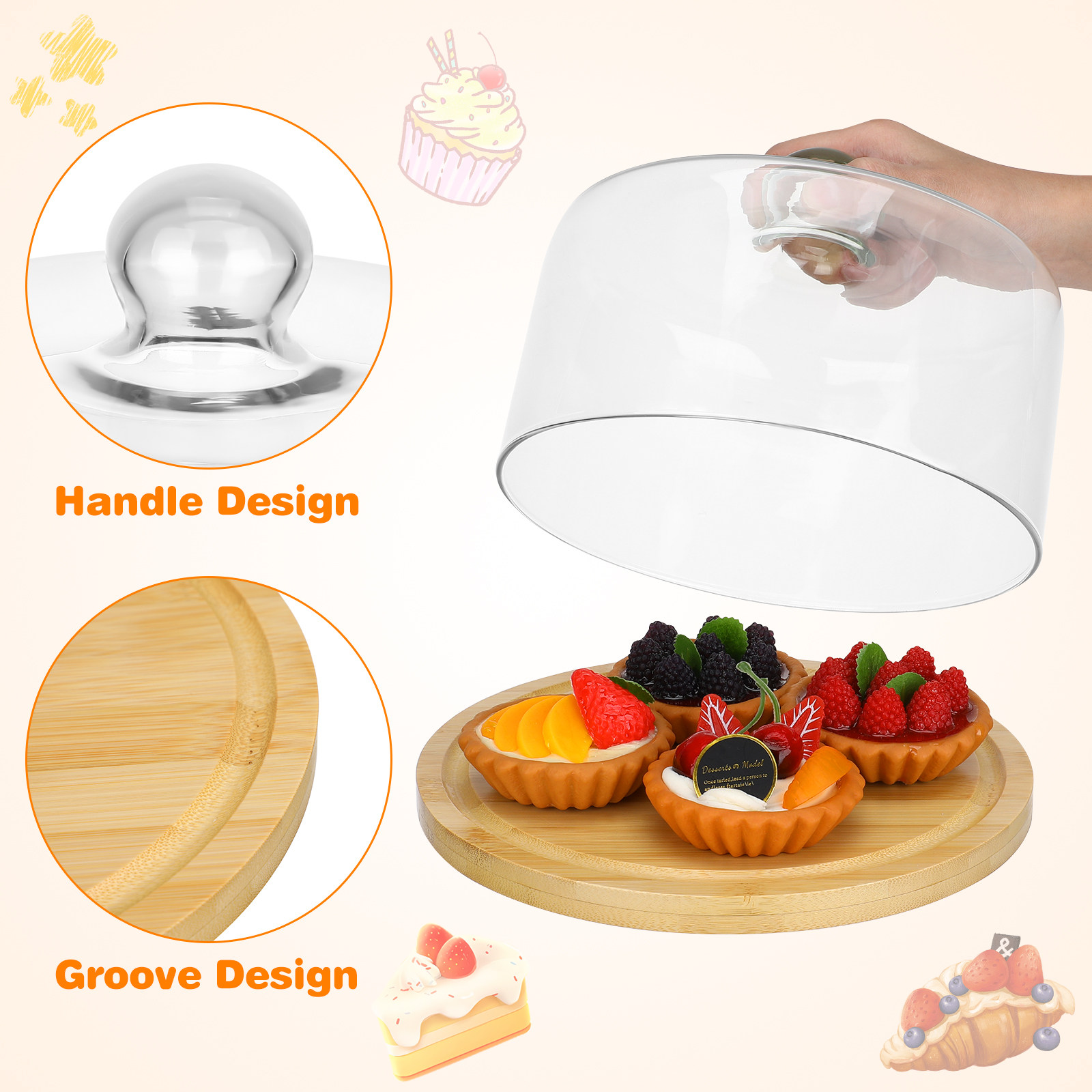 1 Conjunto de Cúpula de Vidro  - Storage Food Tray avaliação e preço